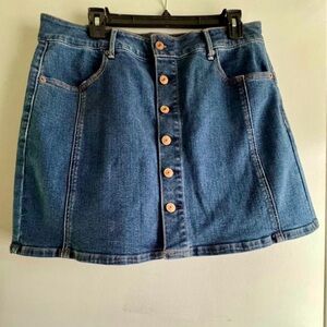American Eagle Outfitters Blue Button-Front Mini Skirt